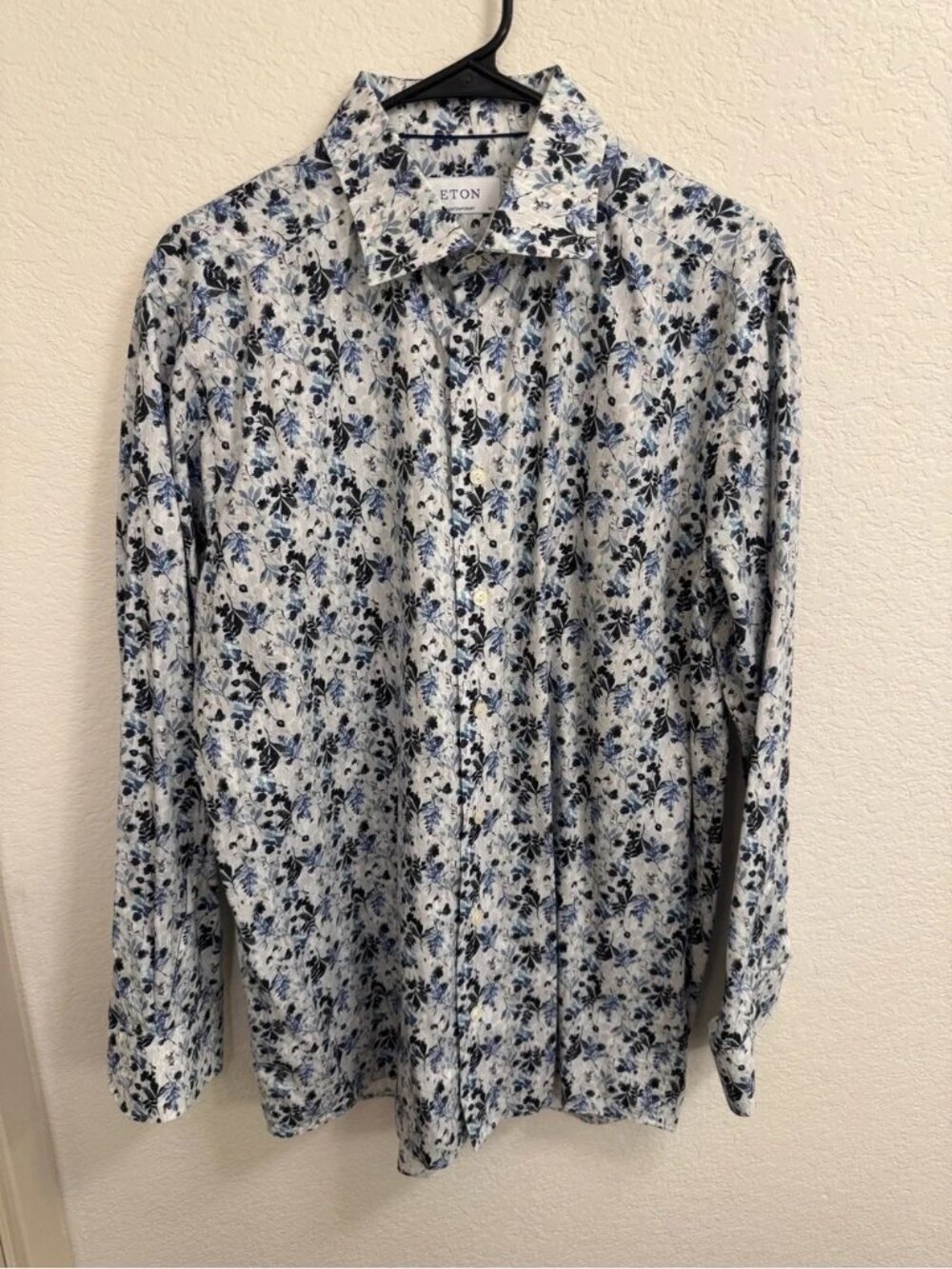 Eton Men's Blue & White Floral Button-Down Shirt